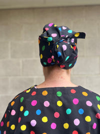 Polka pretty Scrub Cap (for long hair)