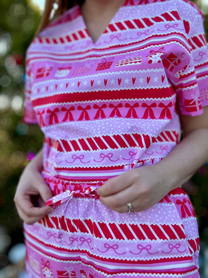 Wrapped in Ribbons Scrub Set