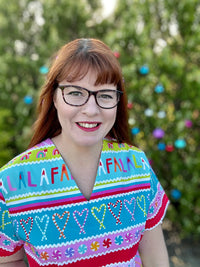 Rainbow Fair Isle scrub top (ready made)