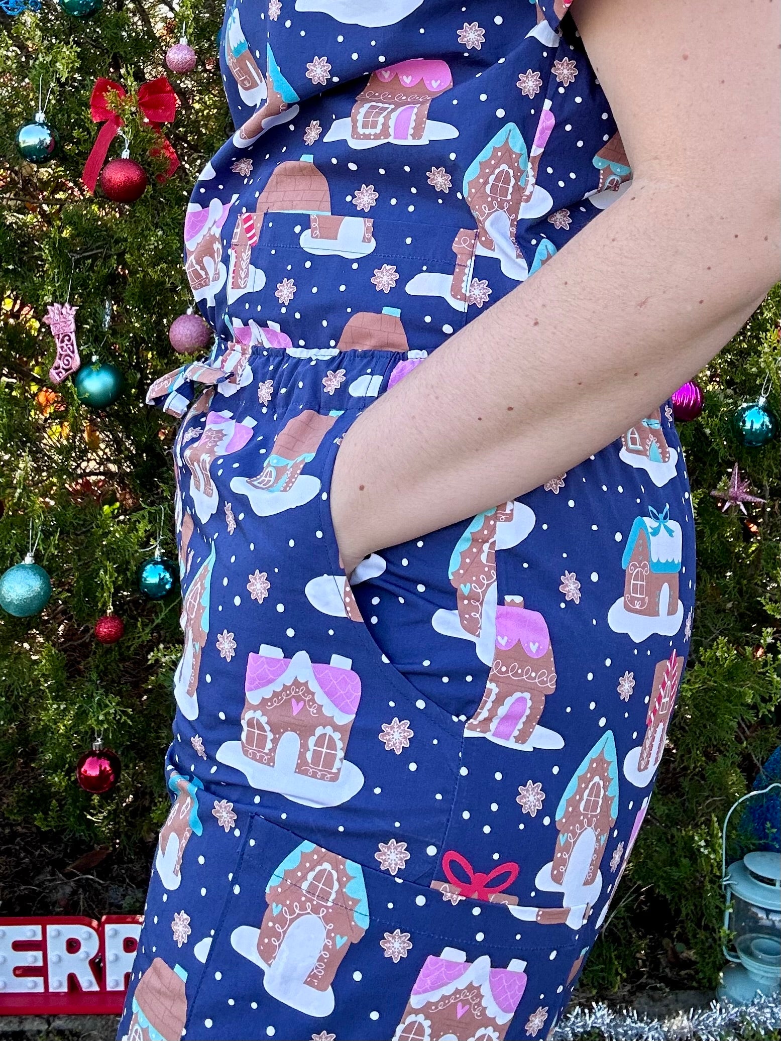 Gingerbread Village Scrub Set