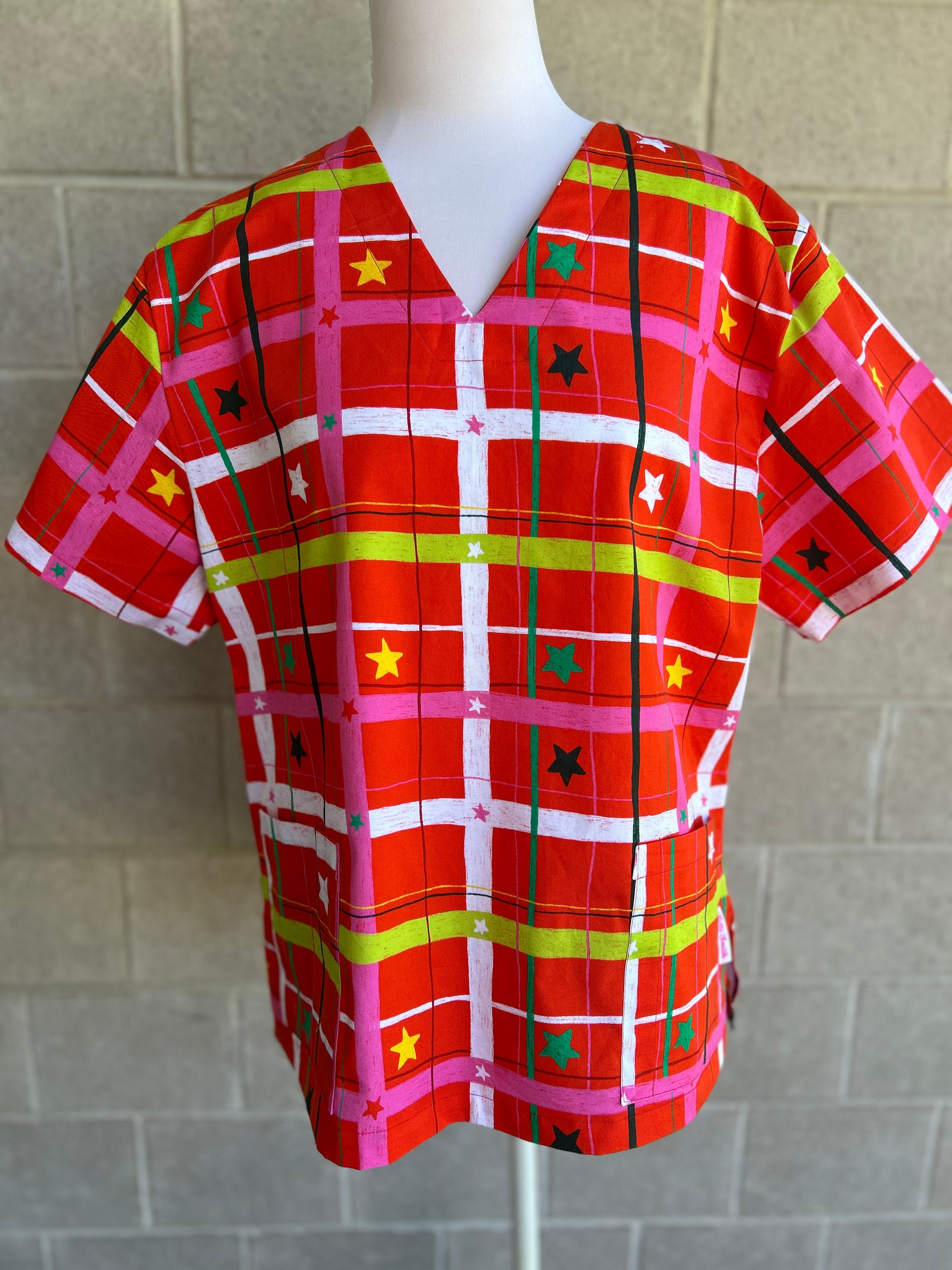 Christmas stars Plaid Scrub Set (Pre-order)