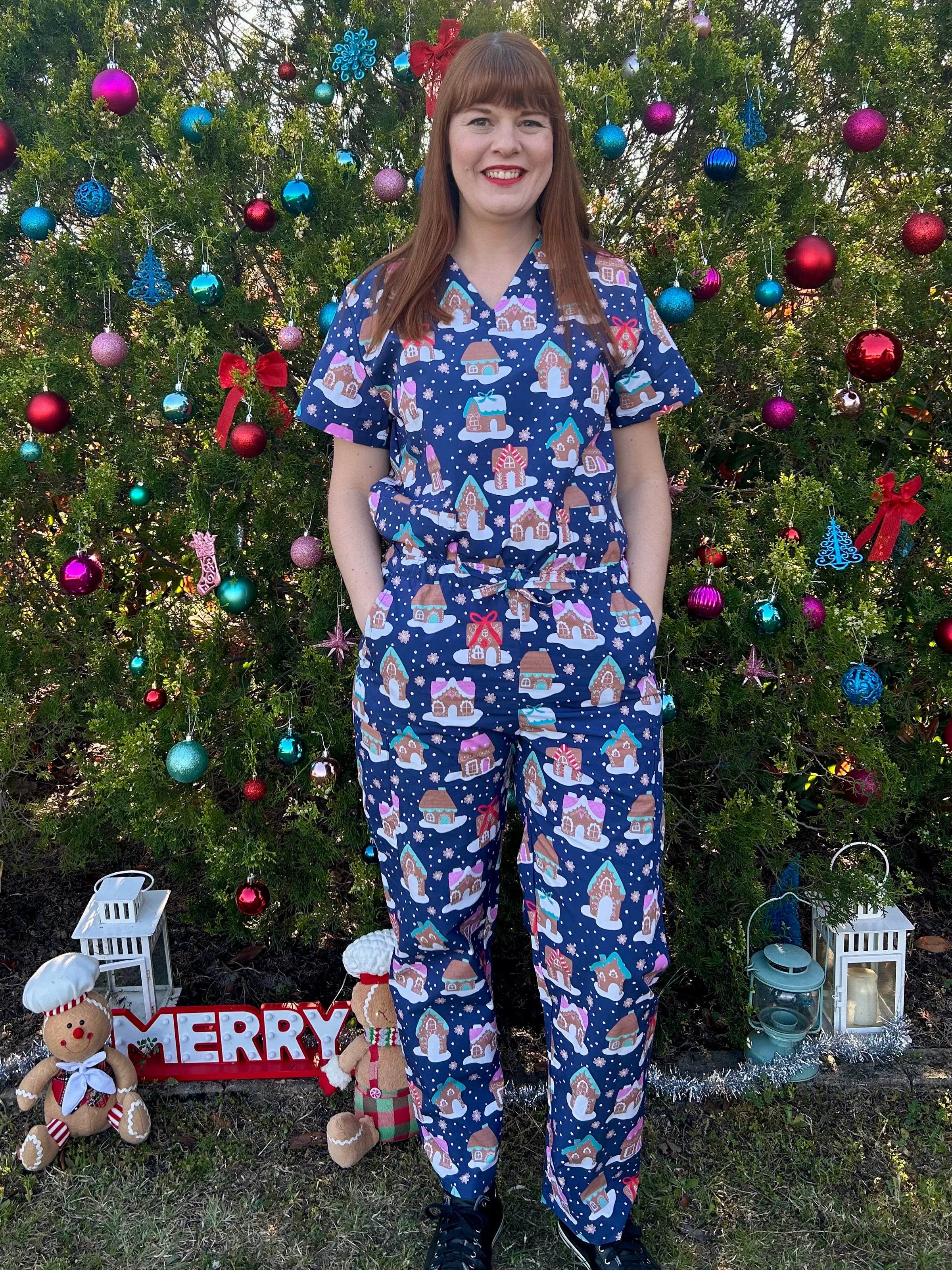 Gingerbread Village Scrub Set