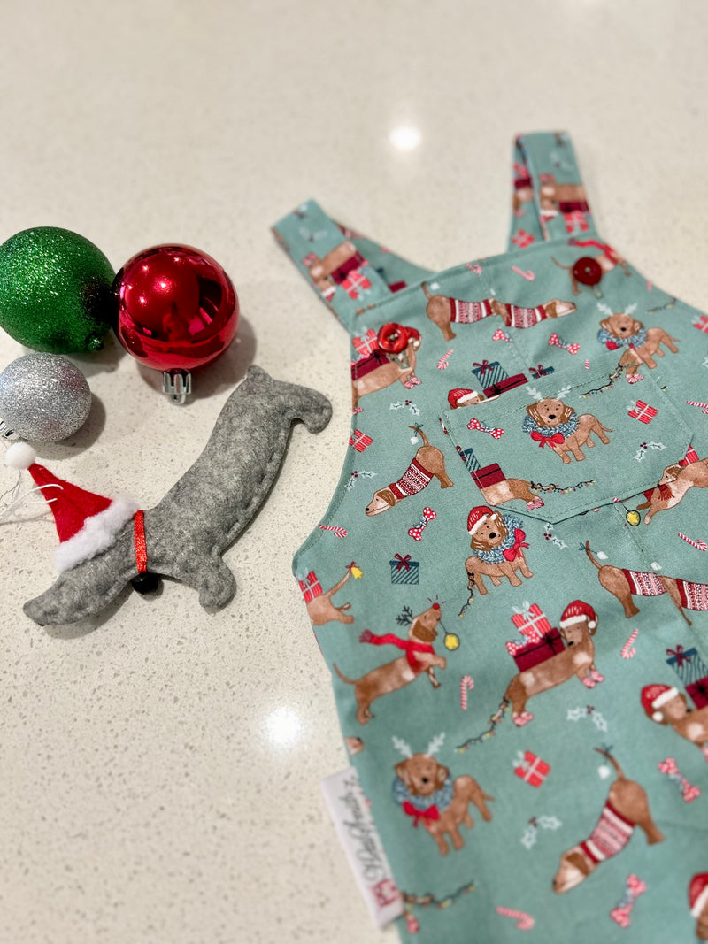 Christmas sausage dog overalls