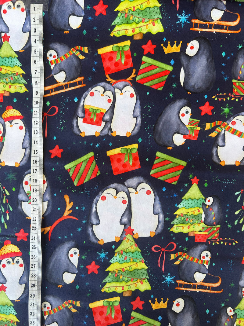 Christmas Penguins scrub top