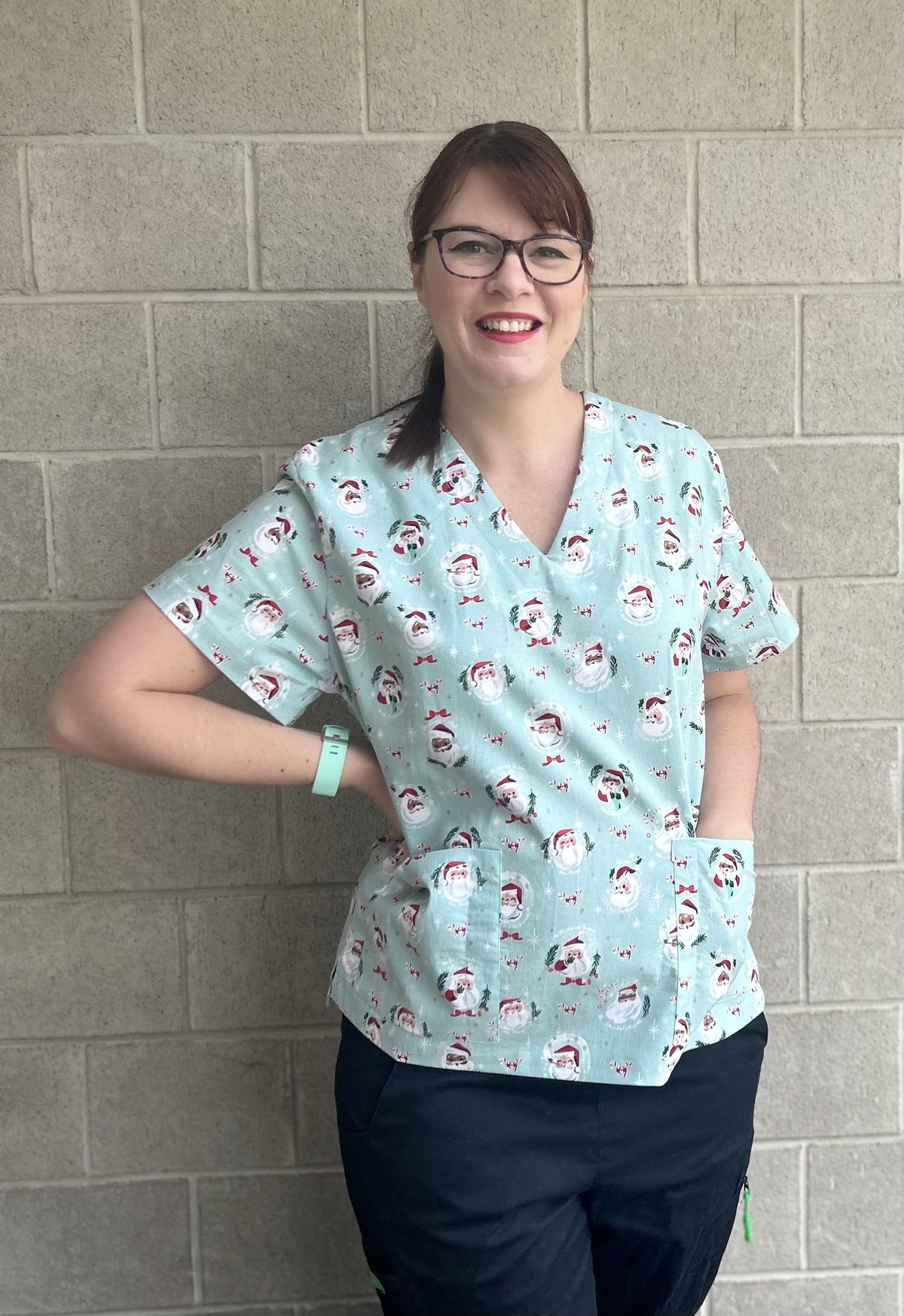 Mint Santa Scrub top