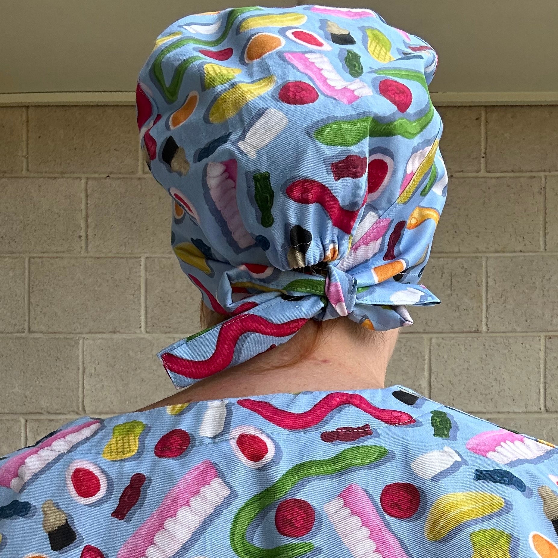 Party mix blue Scrub Cap (for long hair)