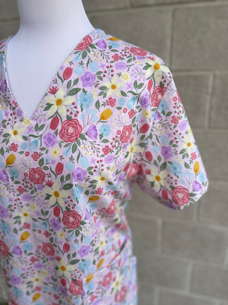 Easter Floral Scrub top