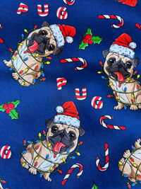 A pugtastic christmas scrub top ( ONE LEFT: XS, S, M, L or XL)