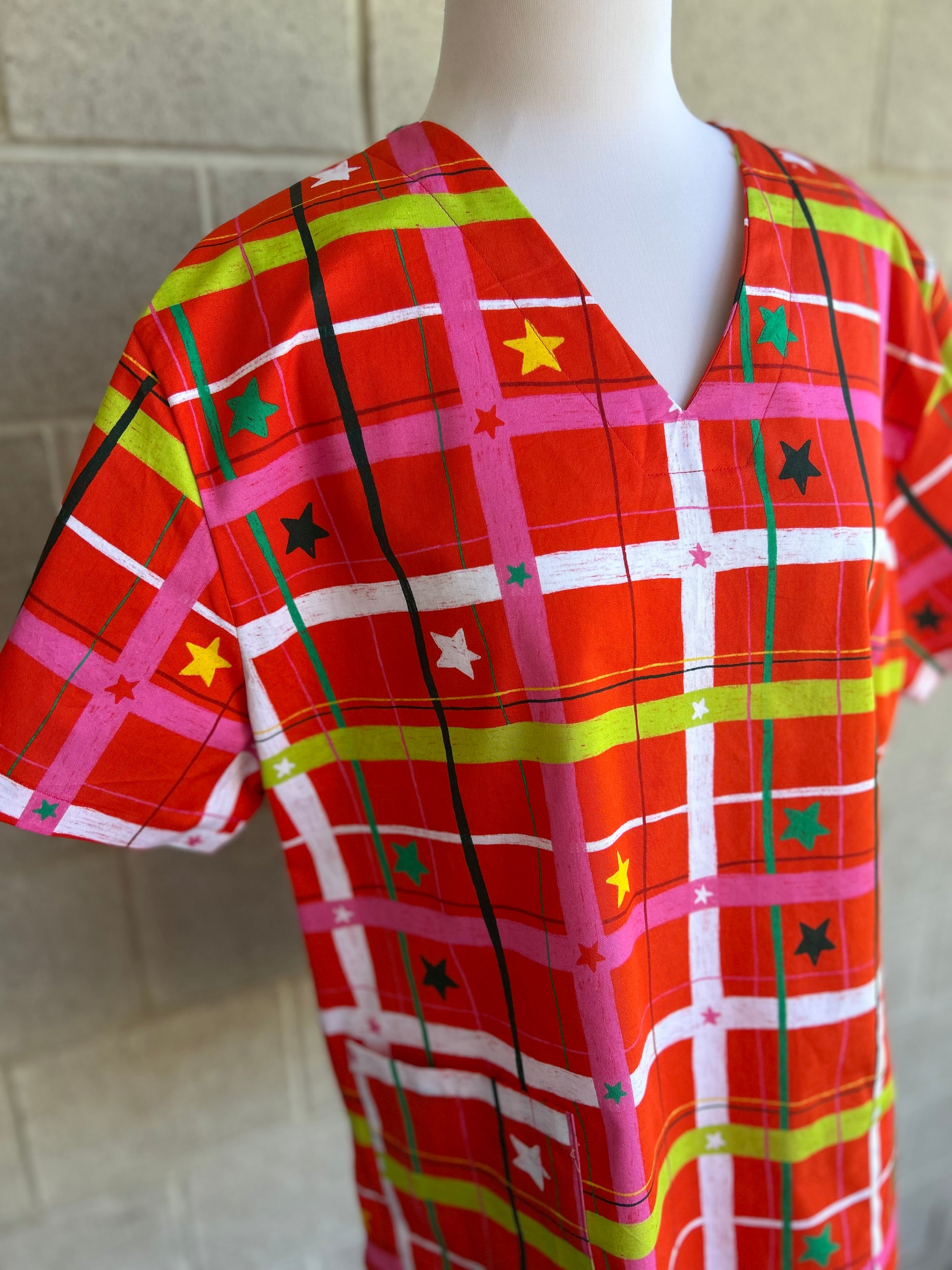 Christmas stars Plaid Scrub Set (Pre-order)