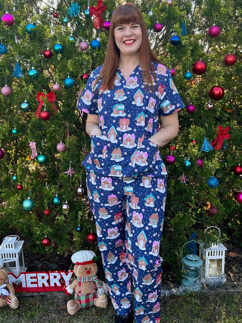 Gingerbread Village Scrub Set