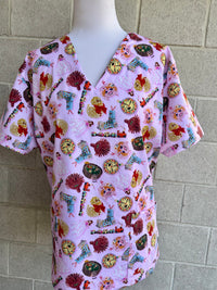 Woman’s Weekly Birthday Cakes scrub top (In stock, made to order)