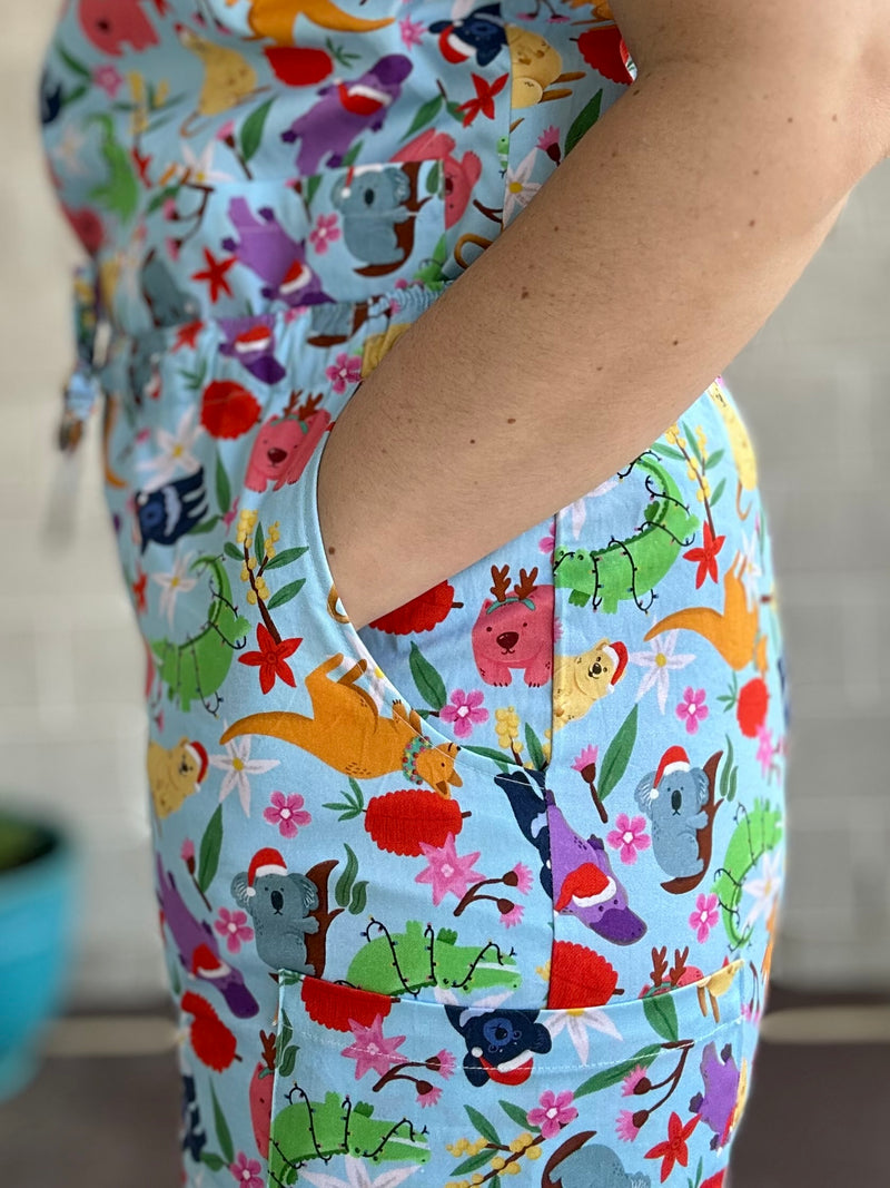 Aussie Christmas Animals scrub Set