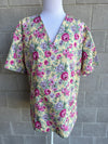 Yellow floral scrub top