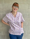 Lilac floral Scrub top