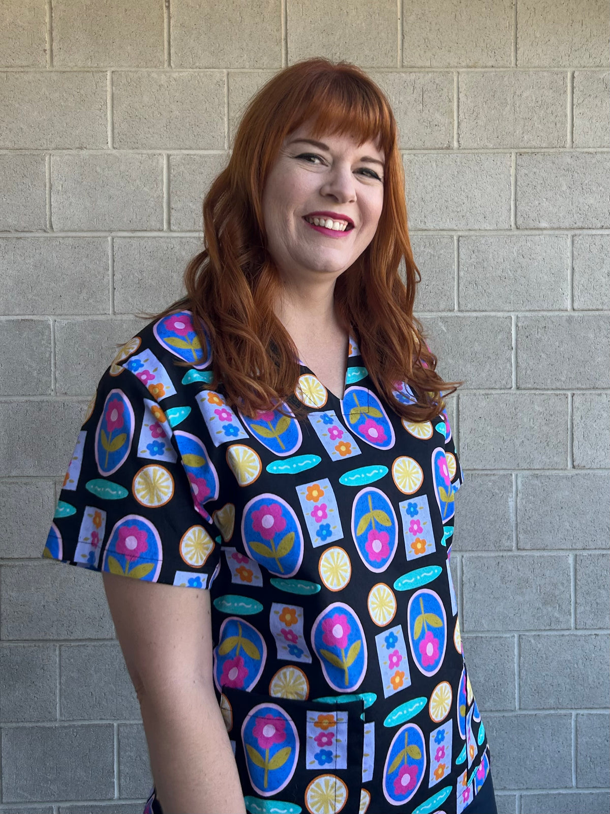 Floral Patch Scrub Top (Pre-order)