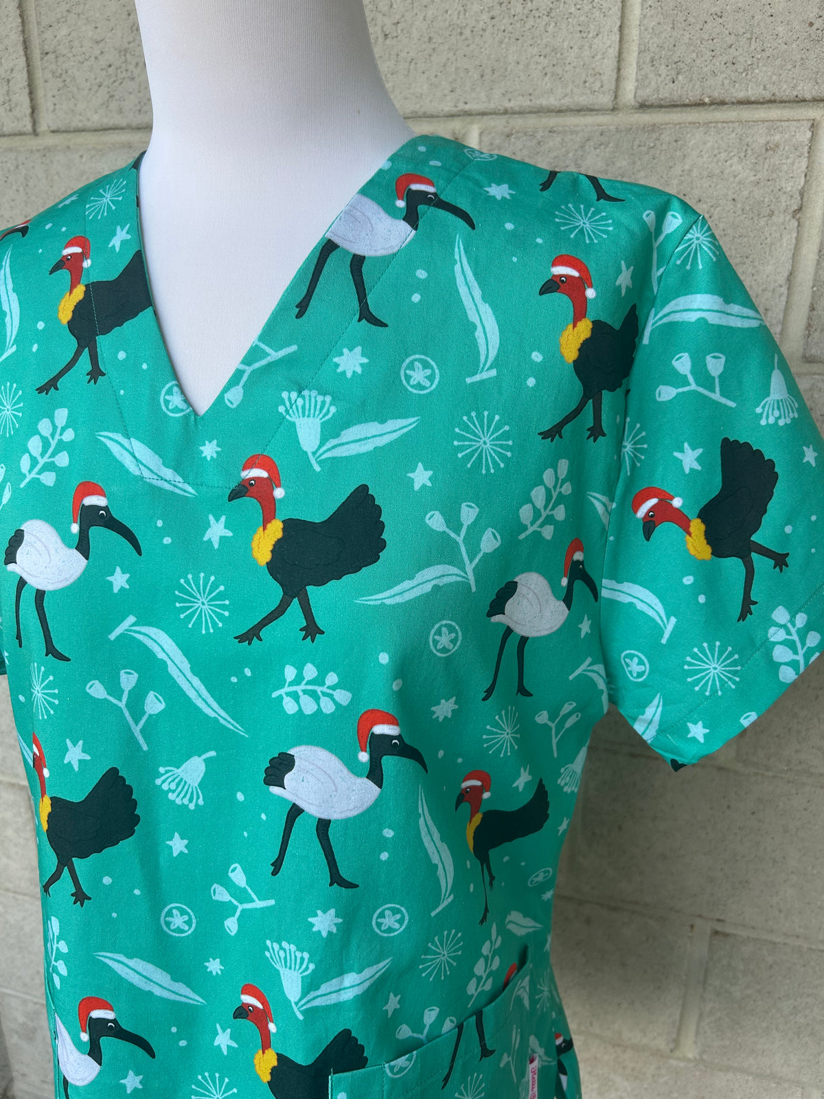 Christmas Bin Chicken and Bush Turkey Scrub Top
