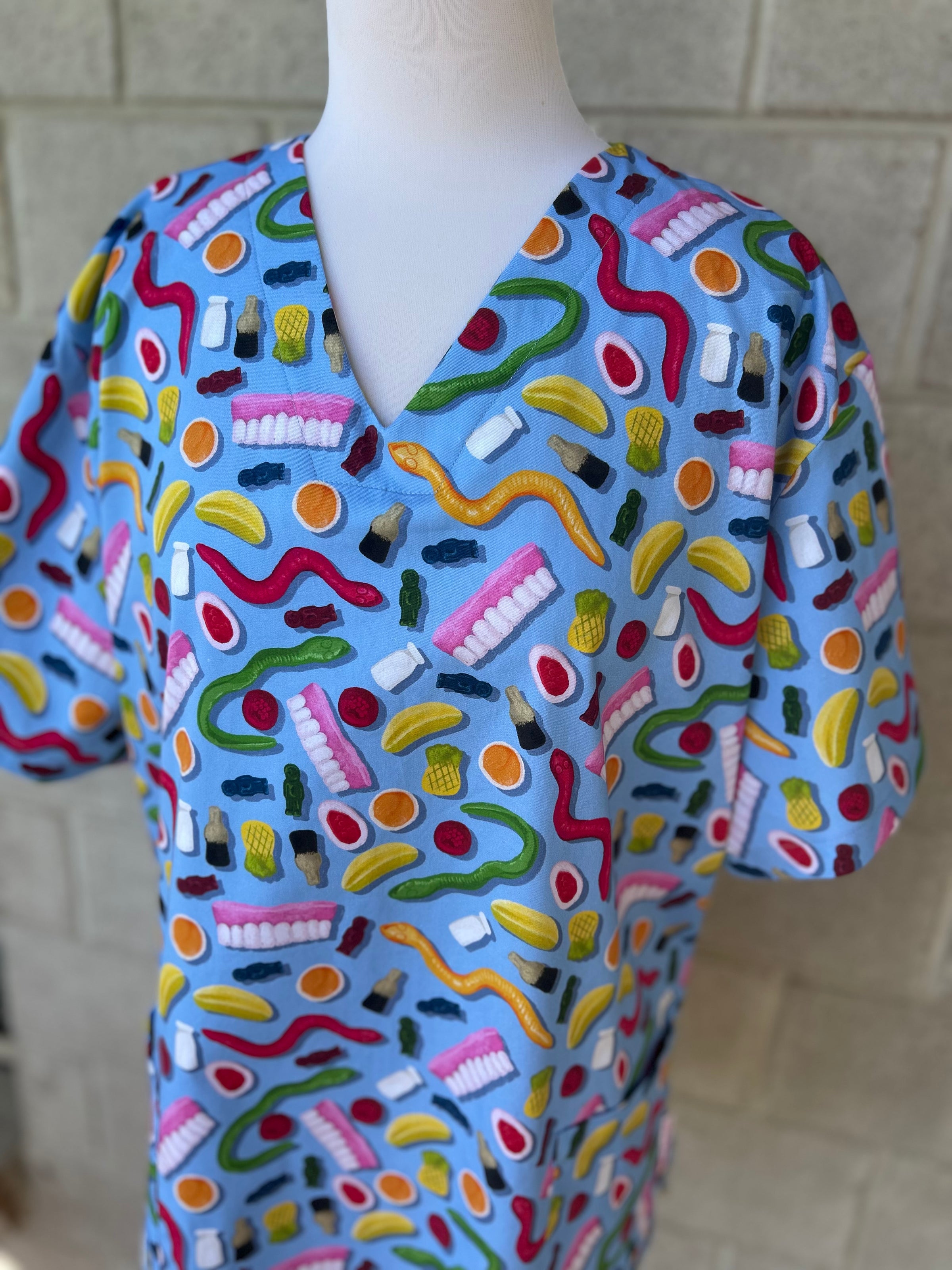 Party mix blue Scrub Top (Pre-order)
