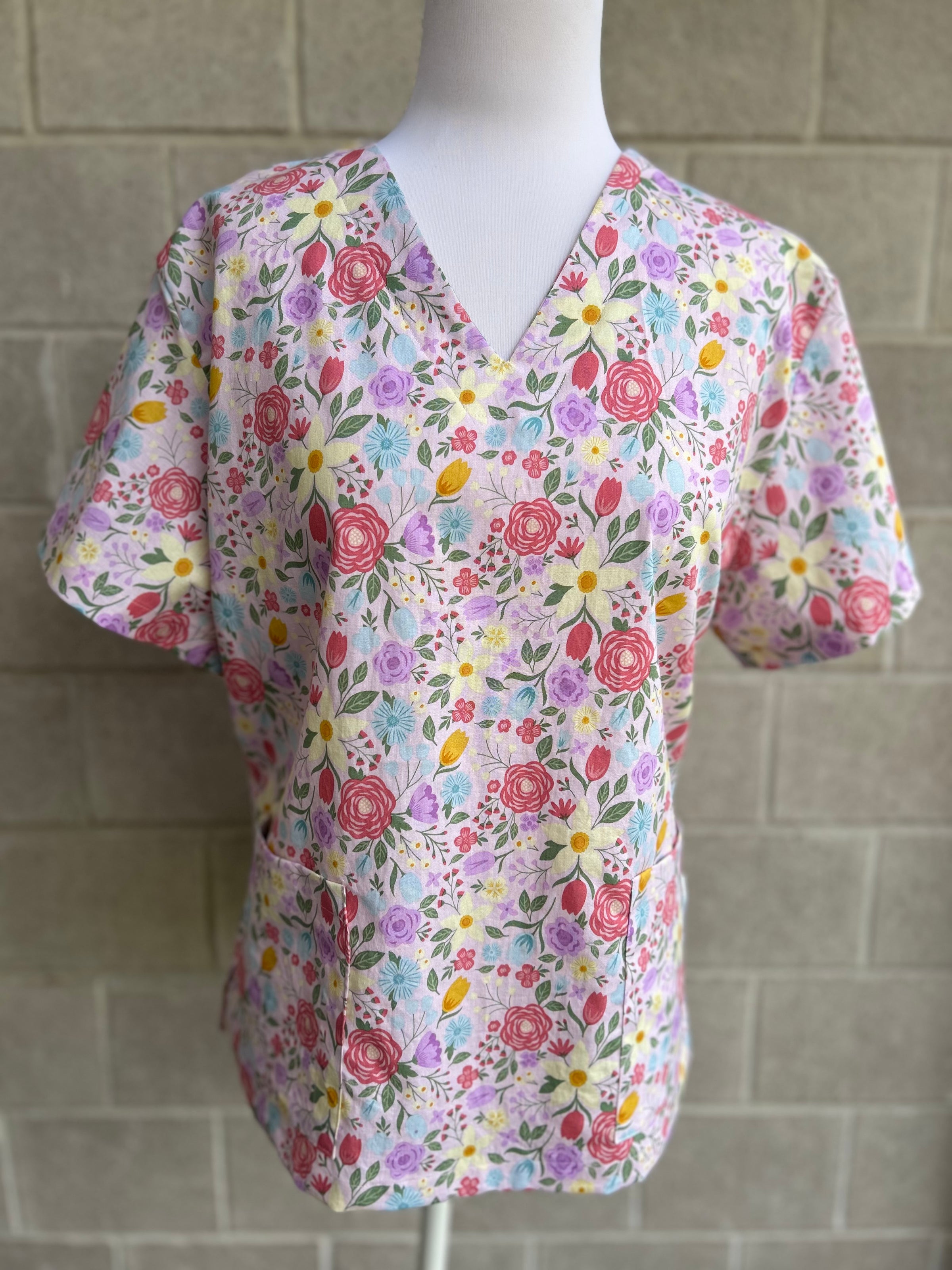 Easter Floral Scrub top