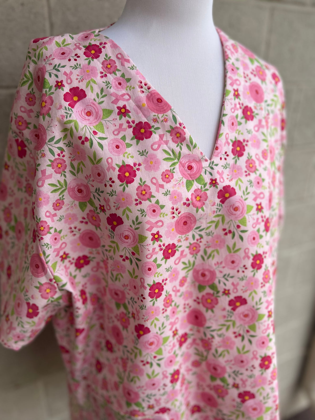 Strength in pink floral scrub top  (ready made)