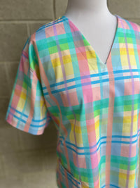 Blissful Plaid Scrub top (one left: size XS-M only)