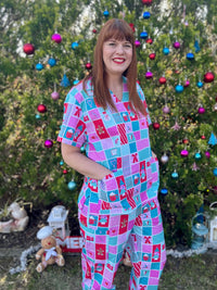 Christmas Quilt scrub top