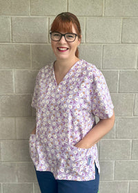 Lilac floral Scrub top