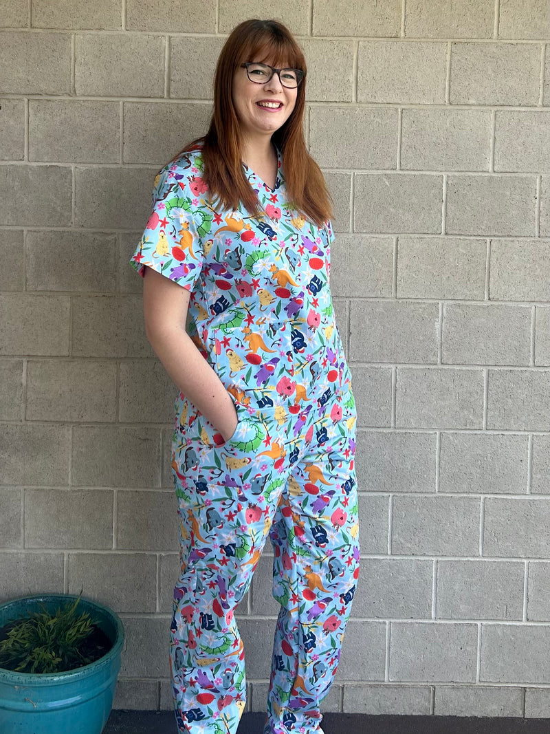 Aussie Christmas Animals scrub Set