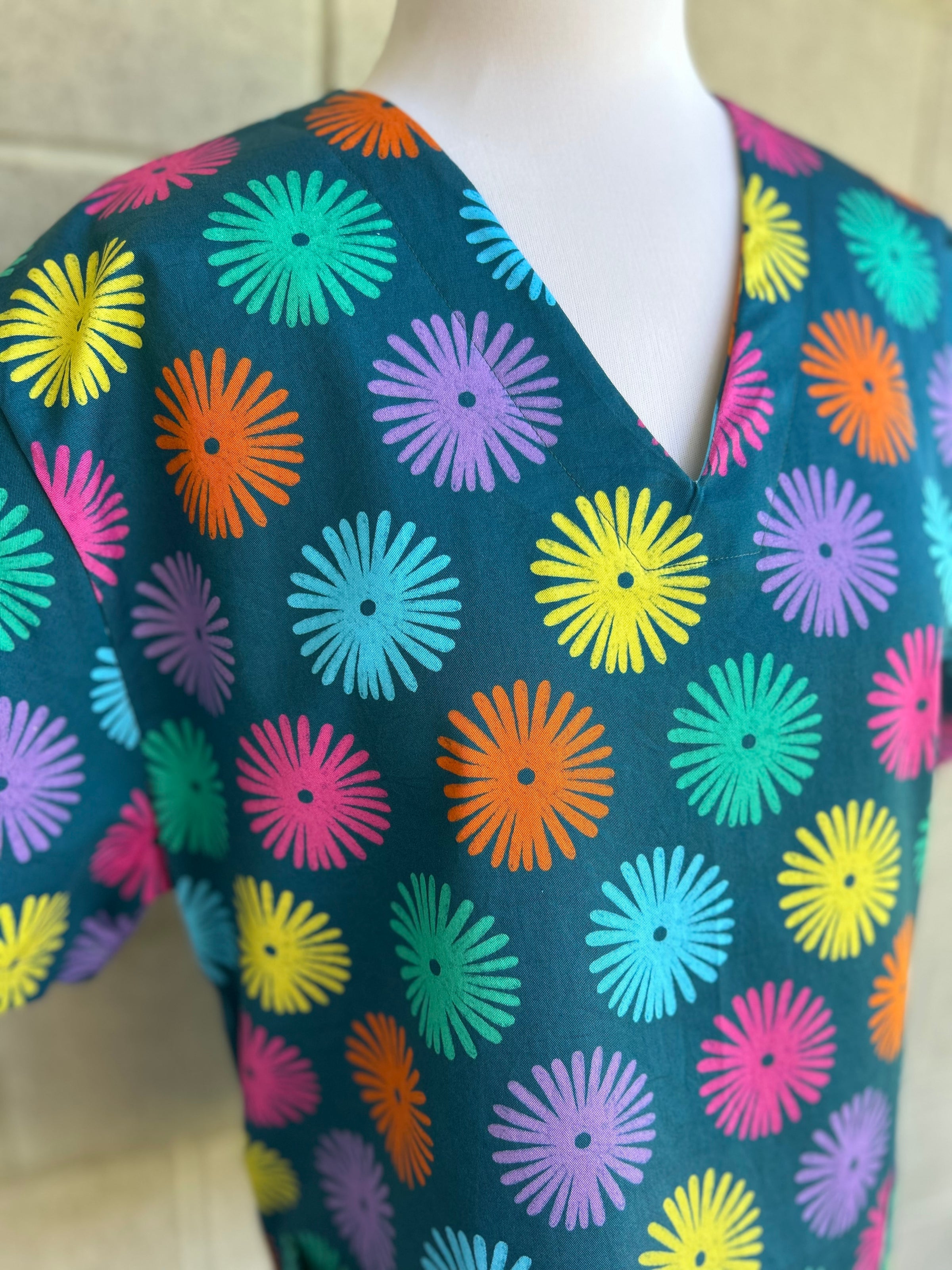 Polka flowers Scrub Top (Pre-order)