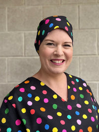 Polka pretty Scrub Cap (for long hair)