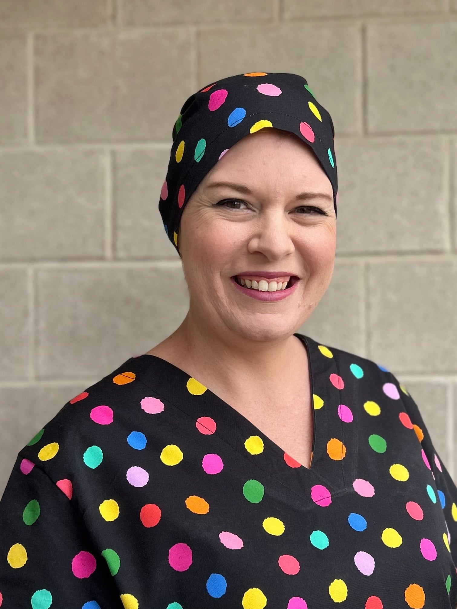 Polka pretty Scrub Cap (for long hair)