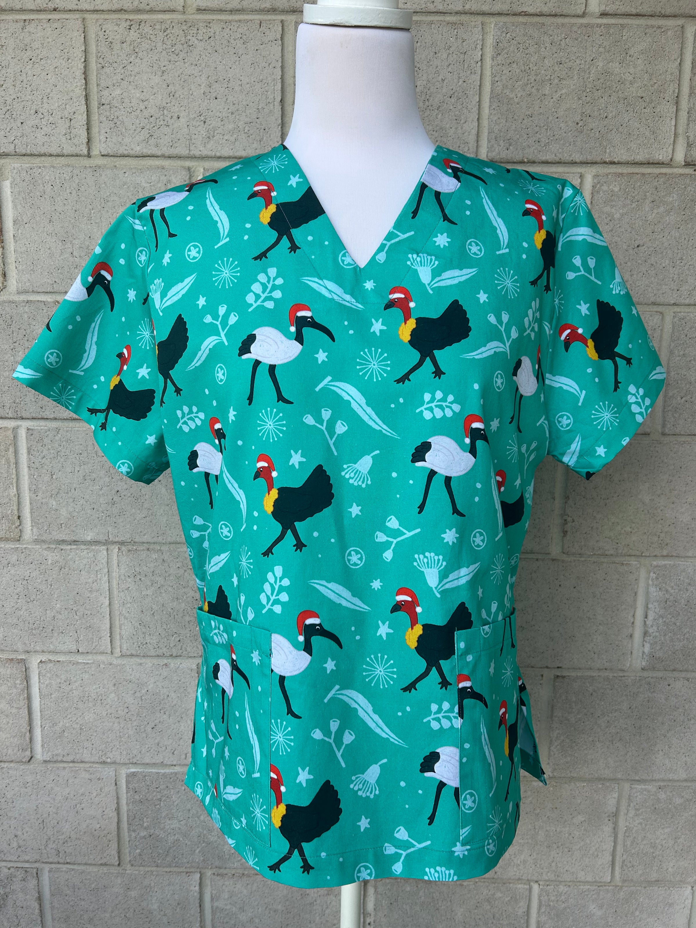 Christmas Bin Chicken and Bush Turkey Scrub Top