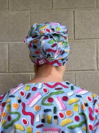 Party mix blue Scrub Cap (for long hair)