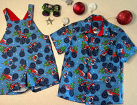 Christmas Monster truck overalls