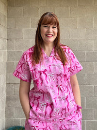Pink Bows scrub top