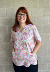 Easter Floral Scrub top