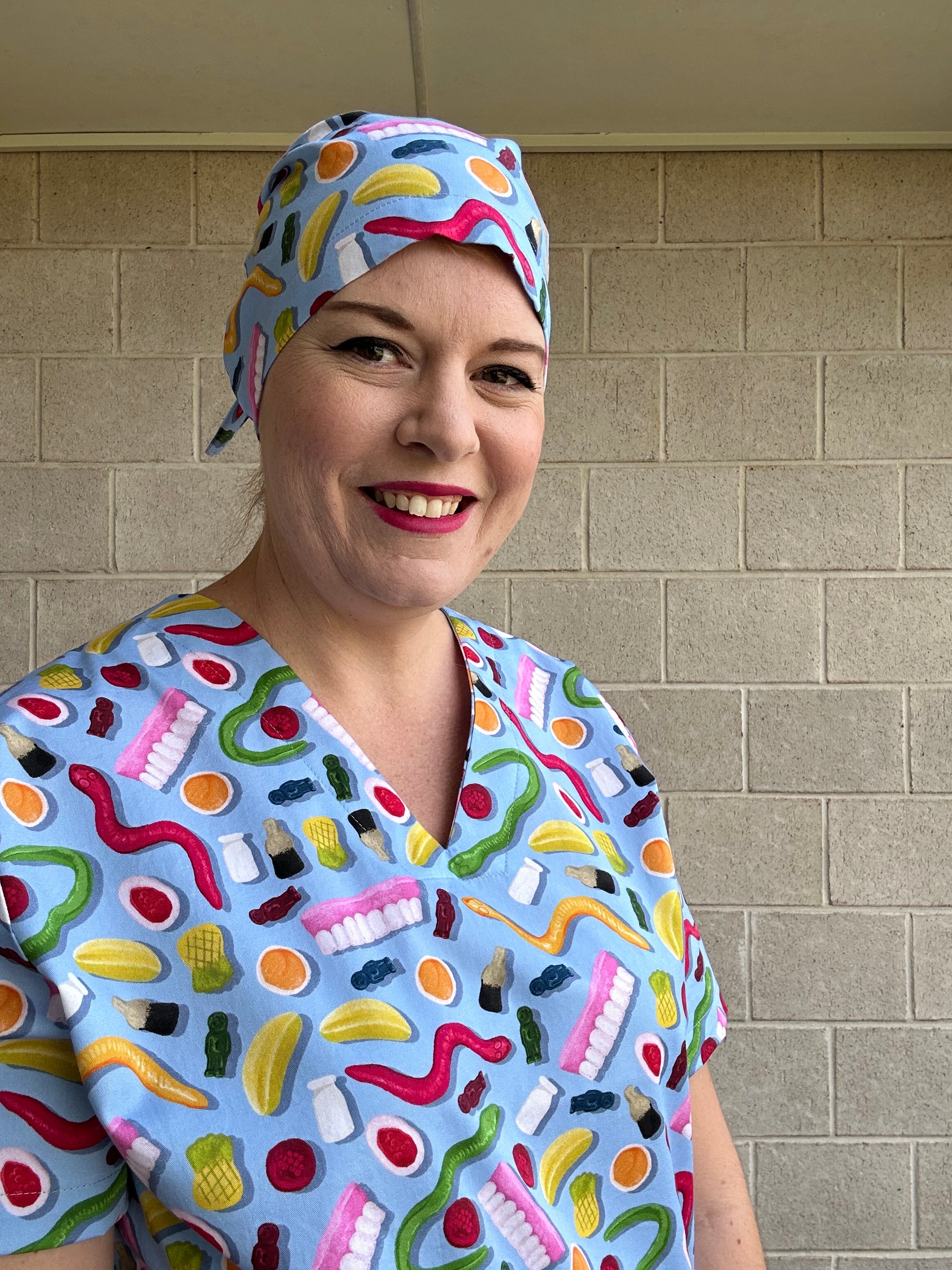 Party mix blue Scrub Cap (for long hair)
