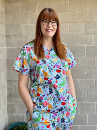 Aussie Christmas Animals Scrub Top