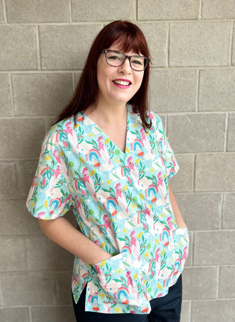 Rainbow Galah scrub top.