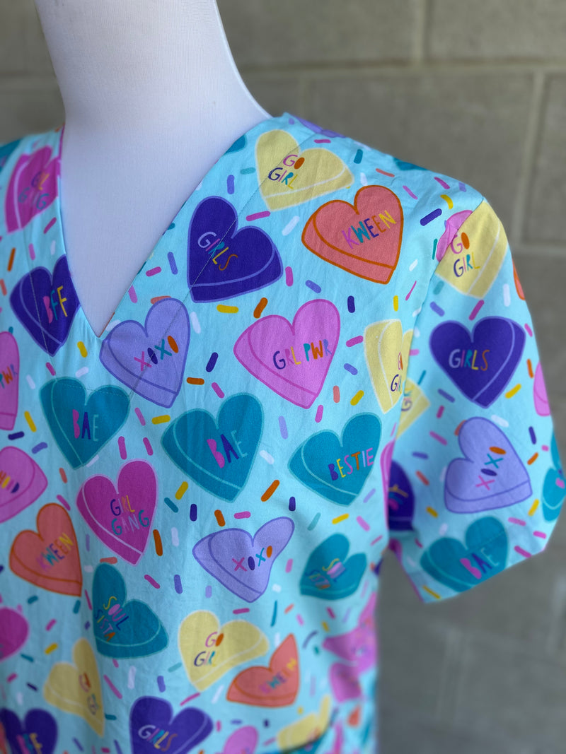 Galentines candy scrub top