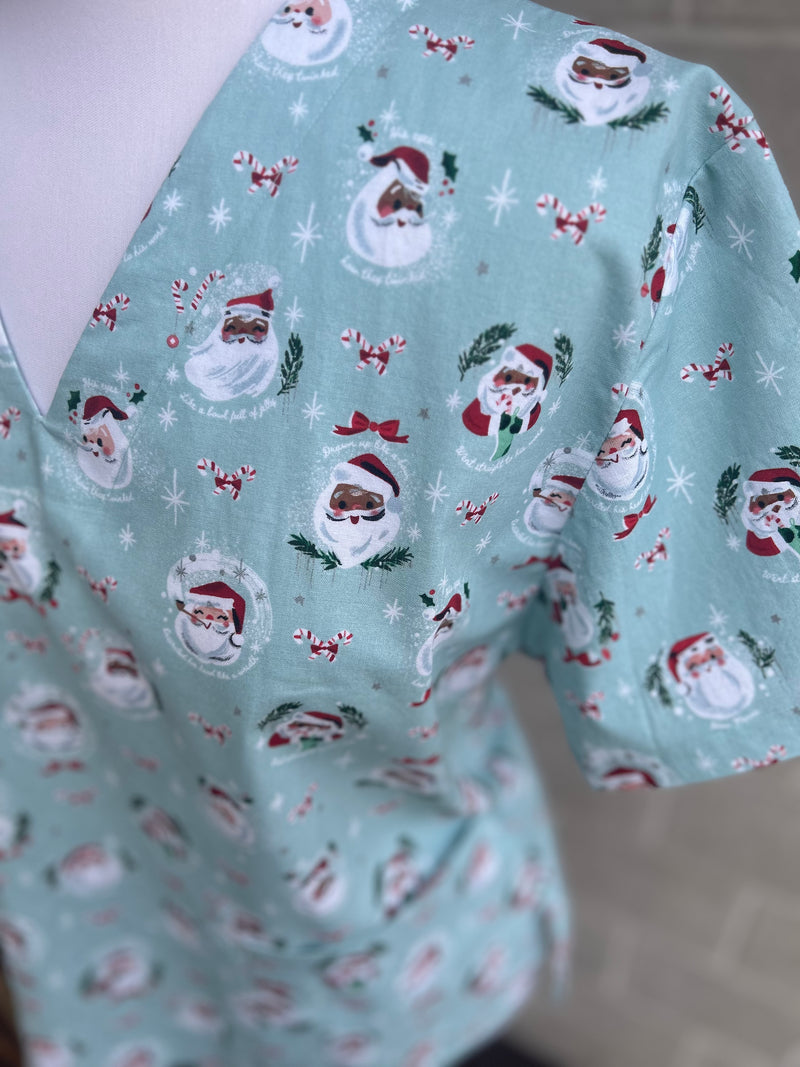 Mint Santa Scrub top