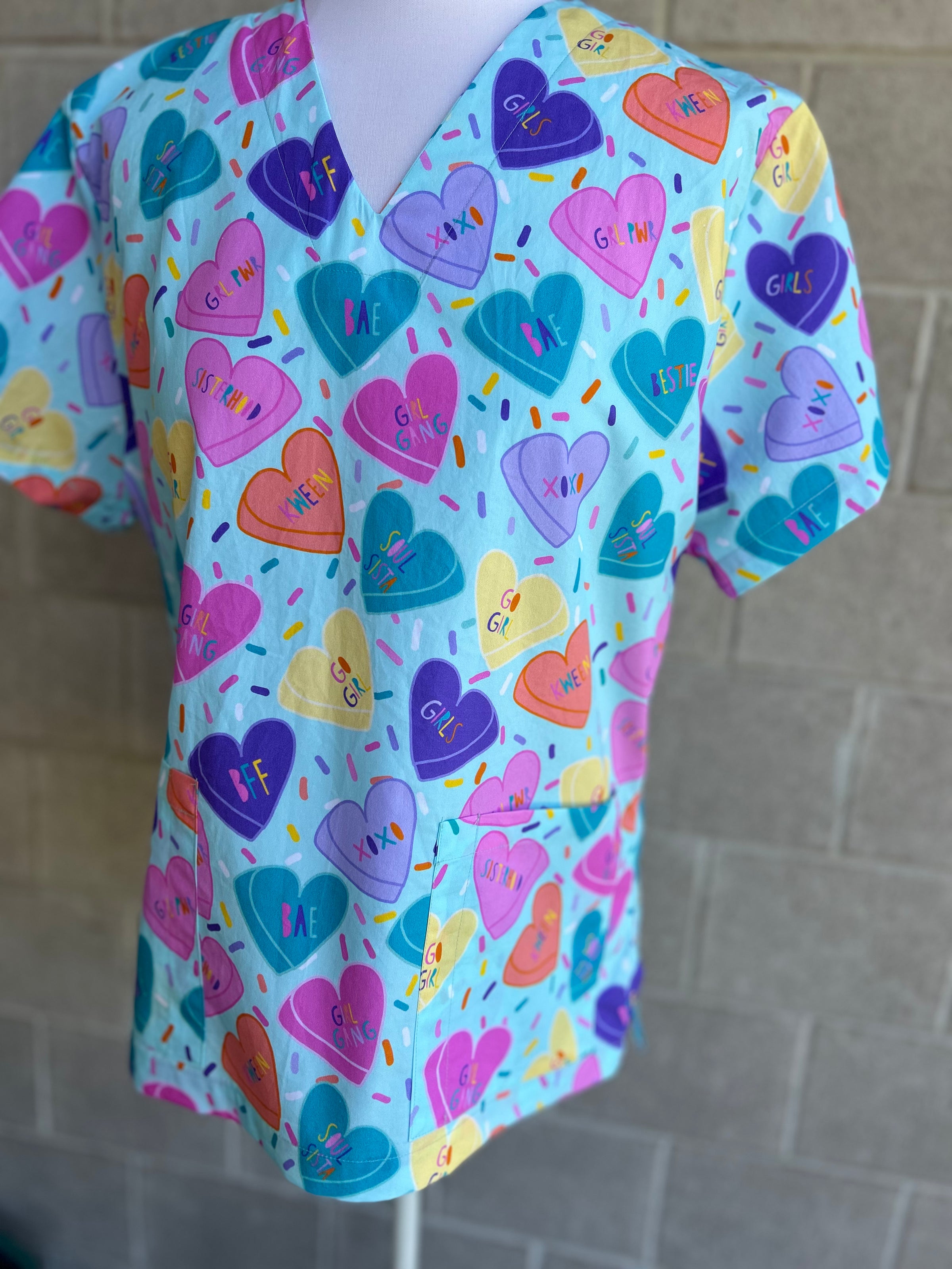 Galentines candy scrub top