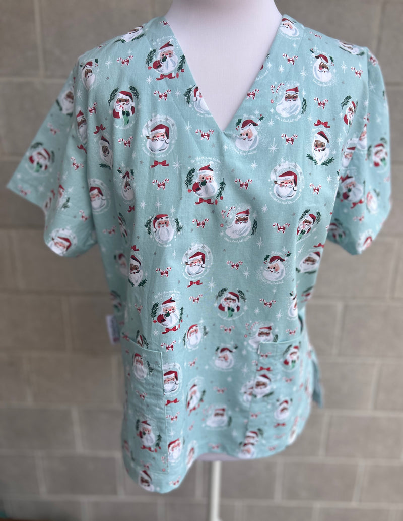 Mint Santa Scrub top