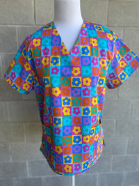 Floral squares Scrub Top