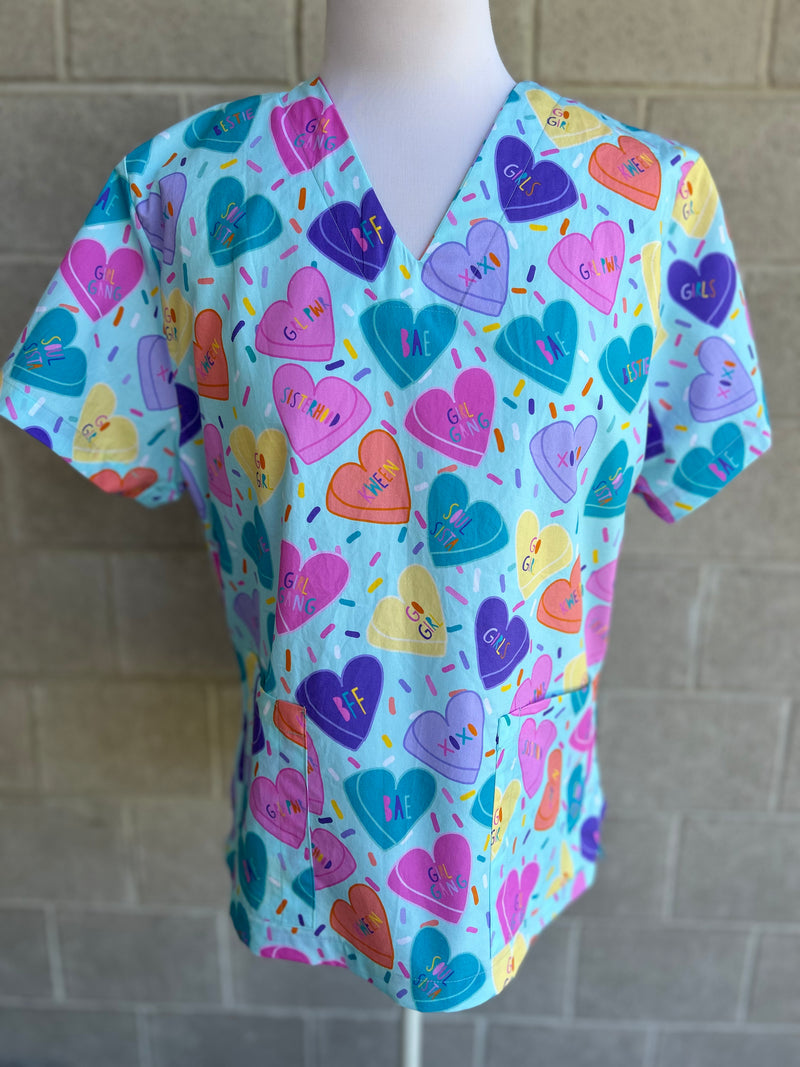 Galentines candy scrub top