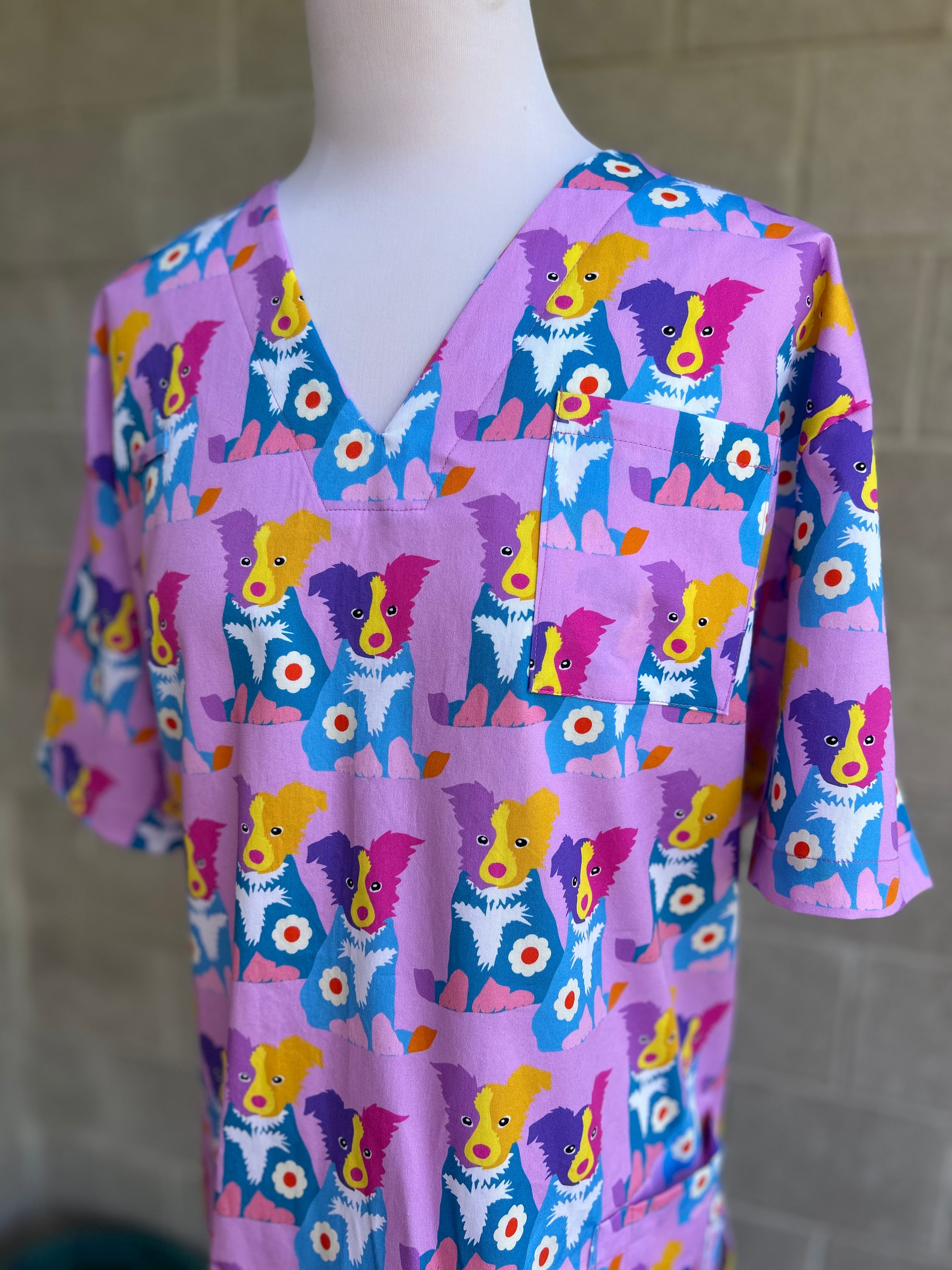 Collie Cute Taffy Scrub Top (Pre-order)