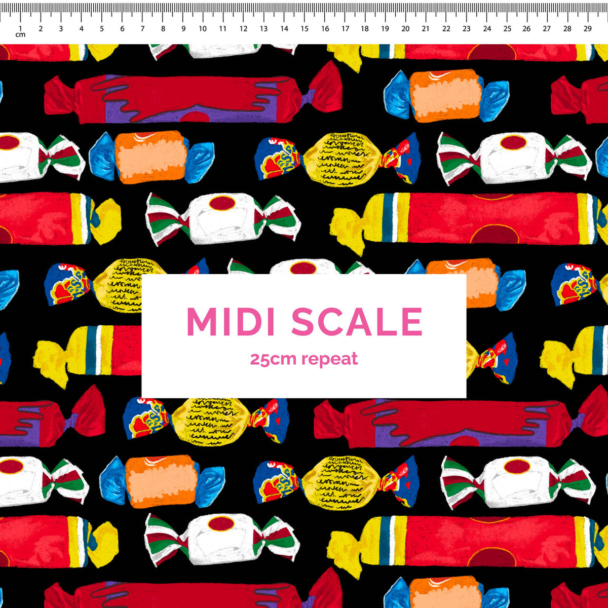 Wrapped lollies black Scrub Top (Pre-order)