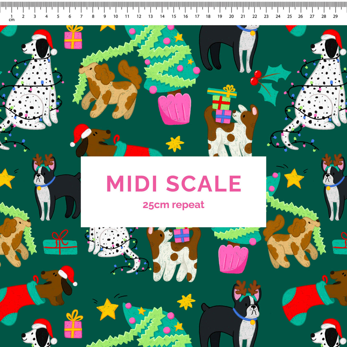 Christmas Dogs green Scrub Top (Pre-order)