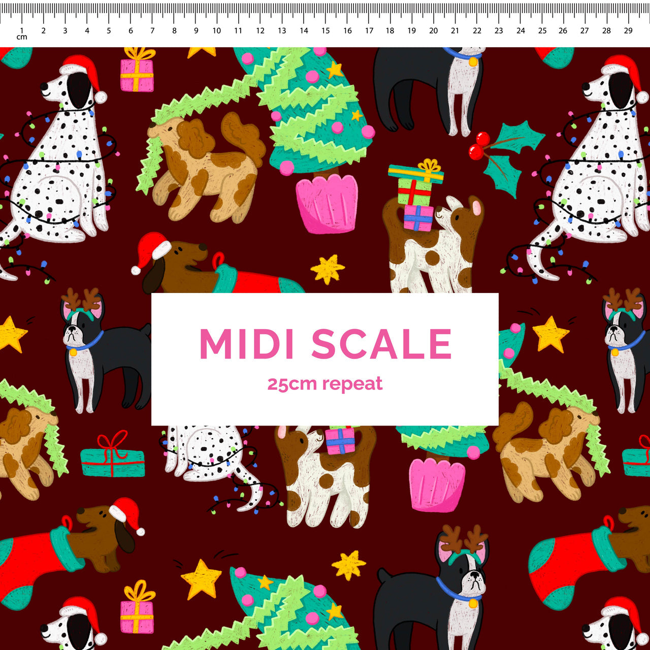 Christmas Dogs Maroon Scrub Set (Pre-order)