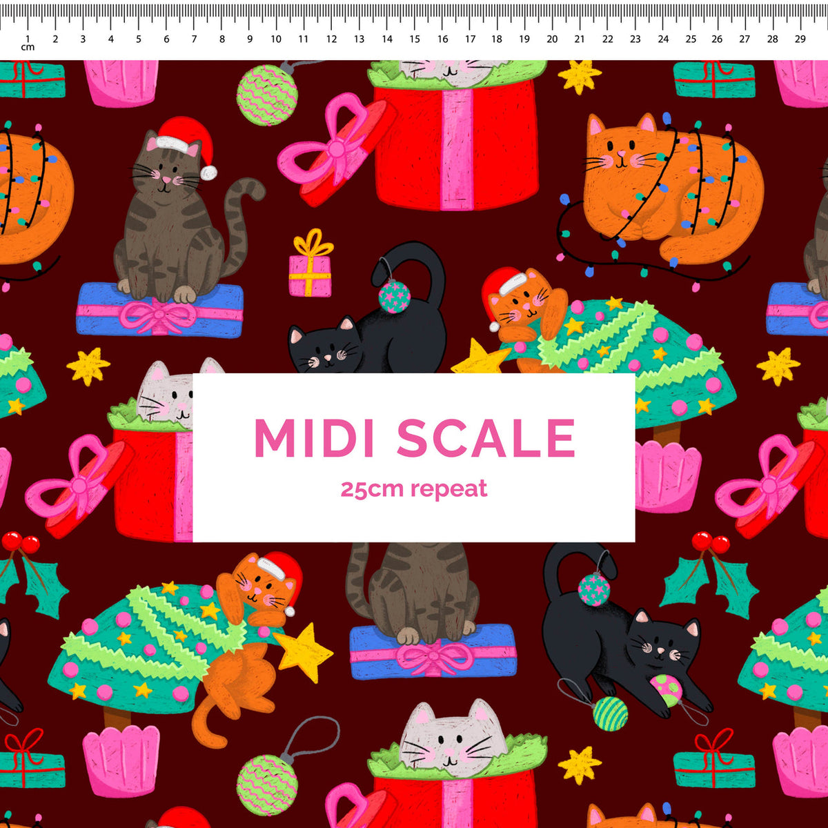 Christmas cats Maroon Scrub Set (Pre-order)