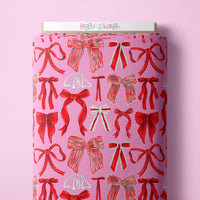 Bows Red on pink Scrub Set (Pre-order)
